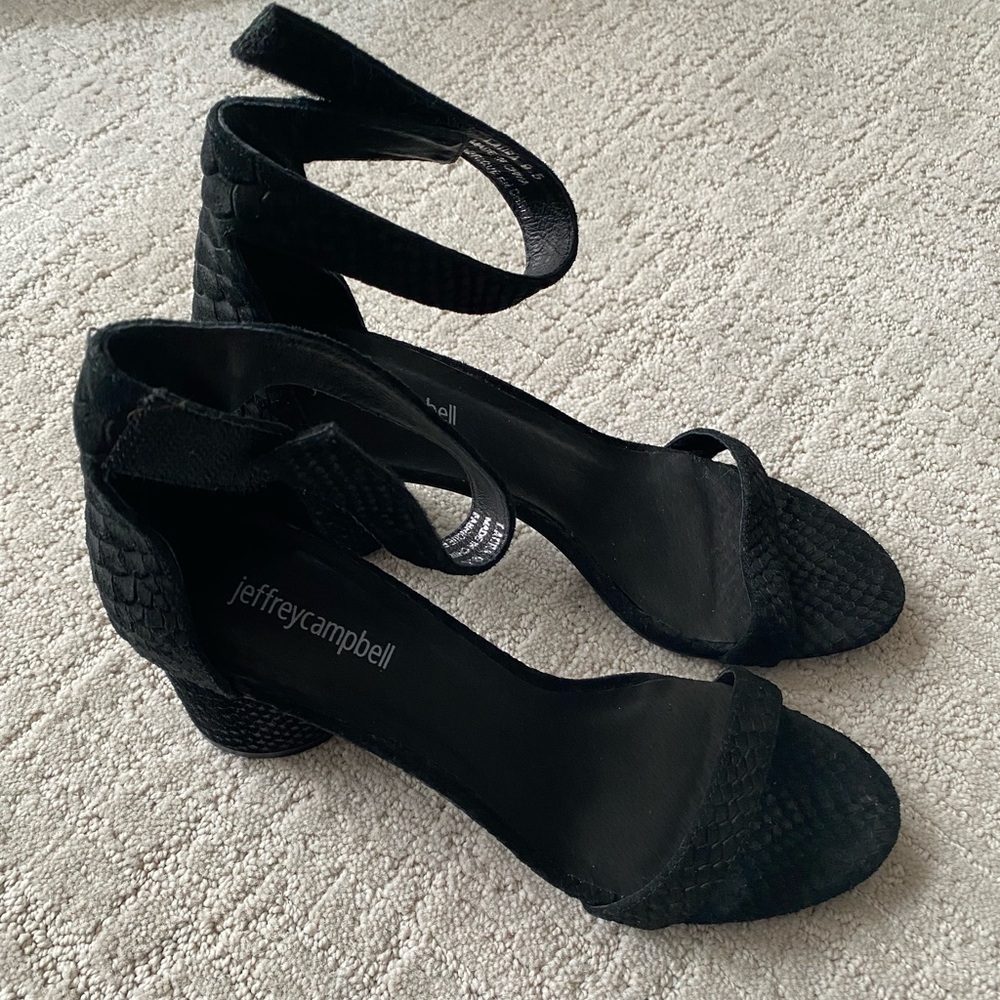 Jeffrey Campbell Black Textured Ankle Strap Heels